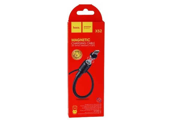 Кабель Lightning iPhone USB МАГНІТНИЙ Hoco X52 Magnetic Clip-On 1m (2,4A) Apple ЧОРНИЙ (пак. червоне)